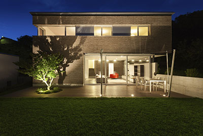 Modern house at night